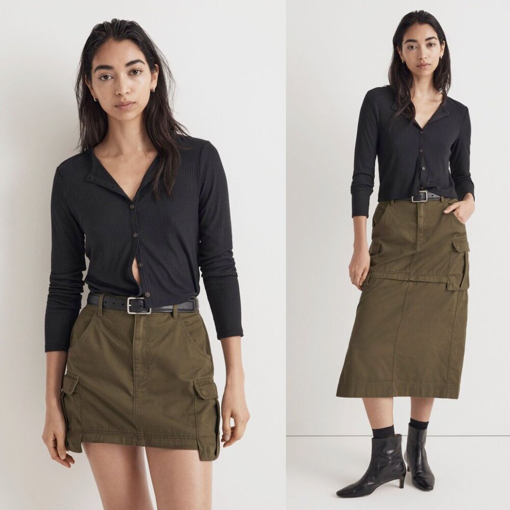 Madewell Convertible Zip-Off Cargo Skirt NWT
